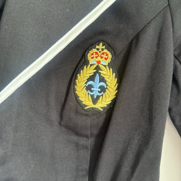 Rampage Y2K Crest Blazer Black White Piping Preppy Academia Fitted Jacket Small - Picture 2 of 6